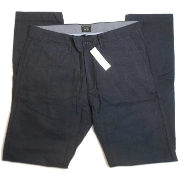J Crew 484 Slim Fit 32 x 32 Brushed Twill Pants New Dark Green Navy Blue Chino - Picture 1 of 10